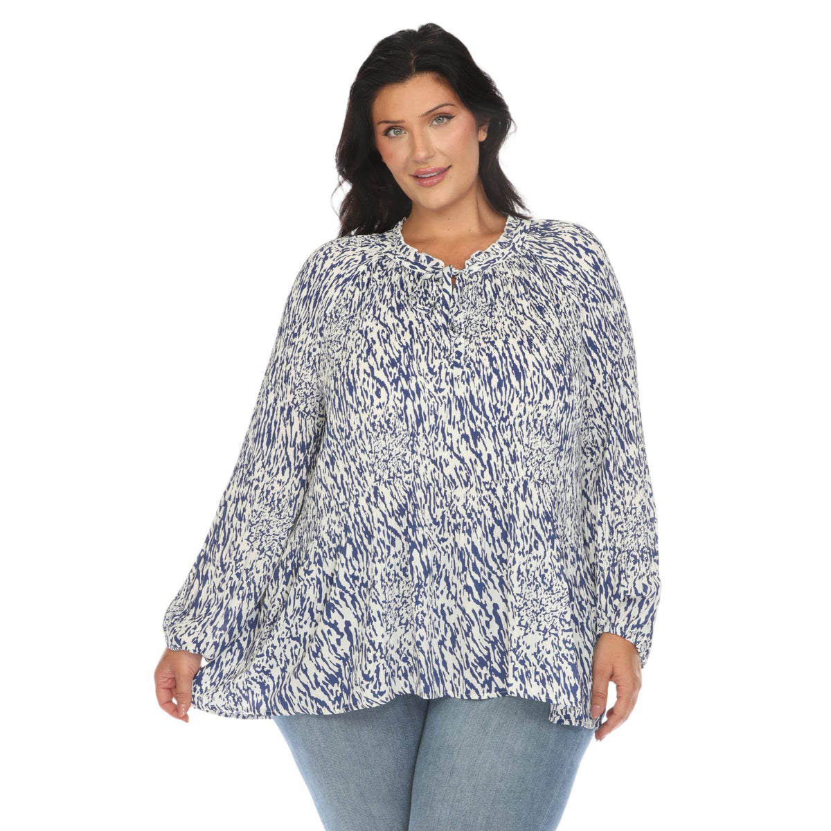 White Mark Women's Printed Peasant Blouse