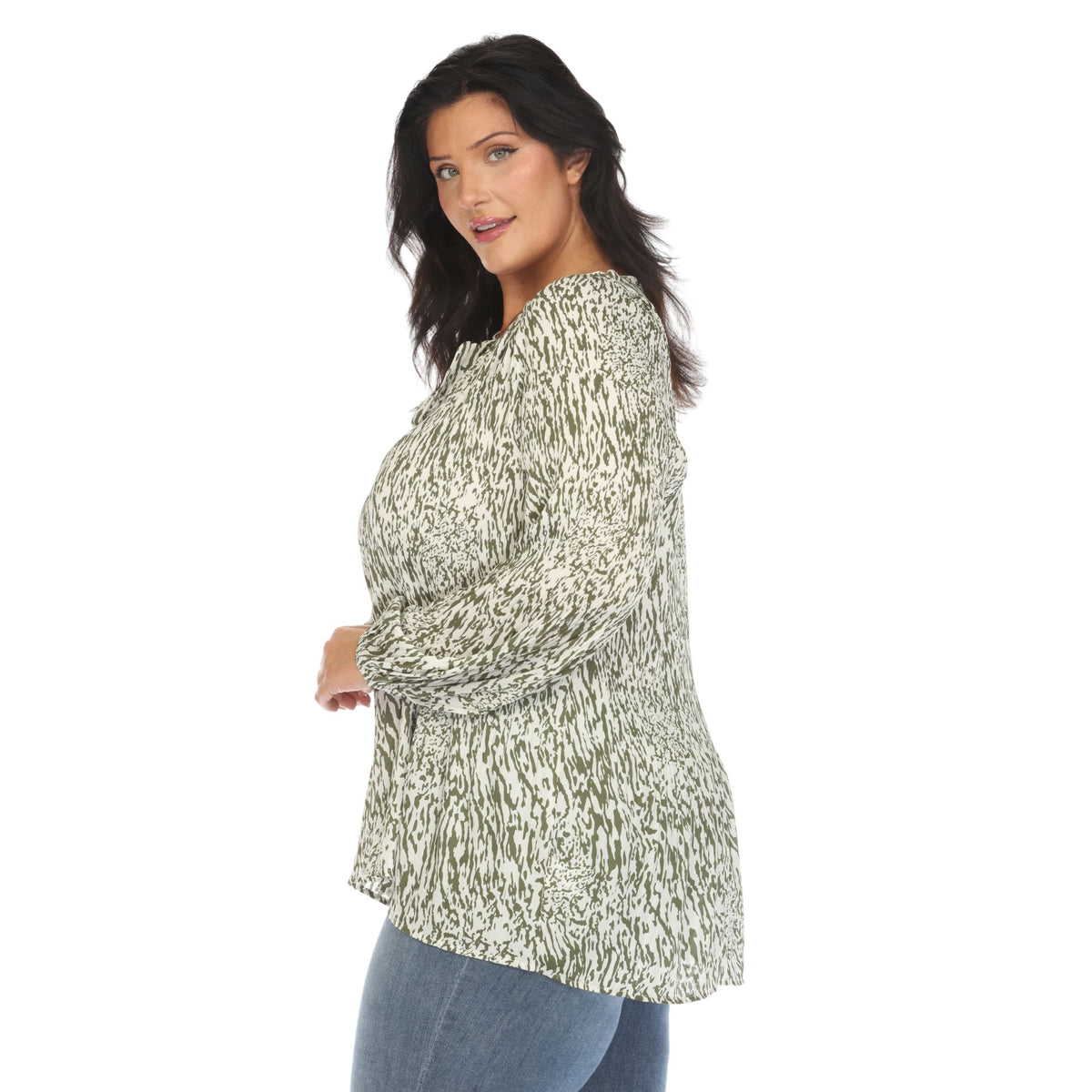 White Mark Women's Printed Peasant Blouse