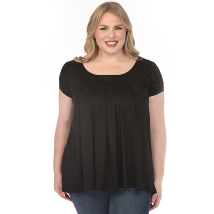 White Mark Women's Cap Sleeve Pleated Top