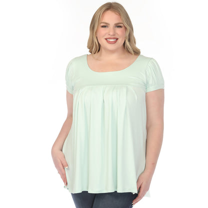 White Mark Women's Cap Sleeve Pleated Top