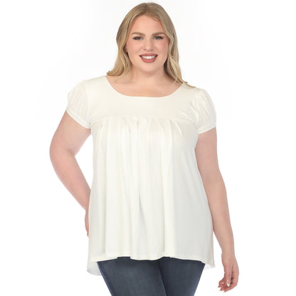 White Mark Women's Cap Sleeve Pleated Top