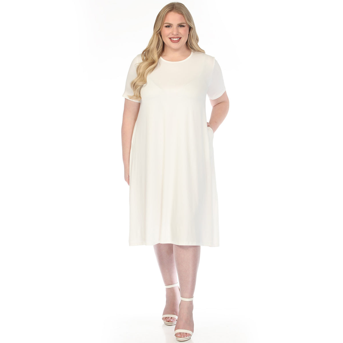 White Mark Women's Crew Neck T-Shirt Dress