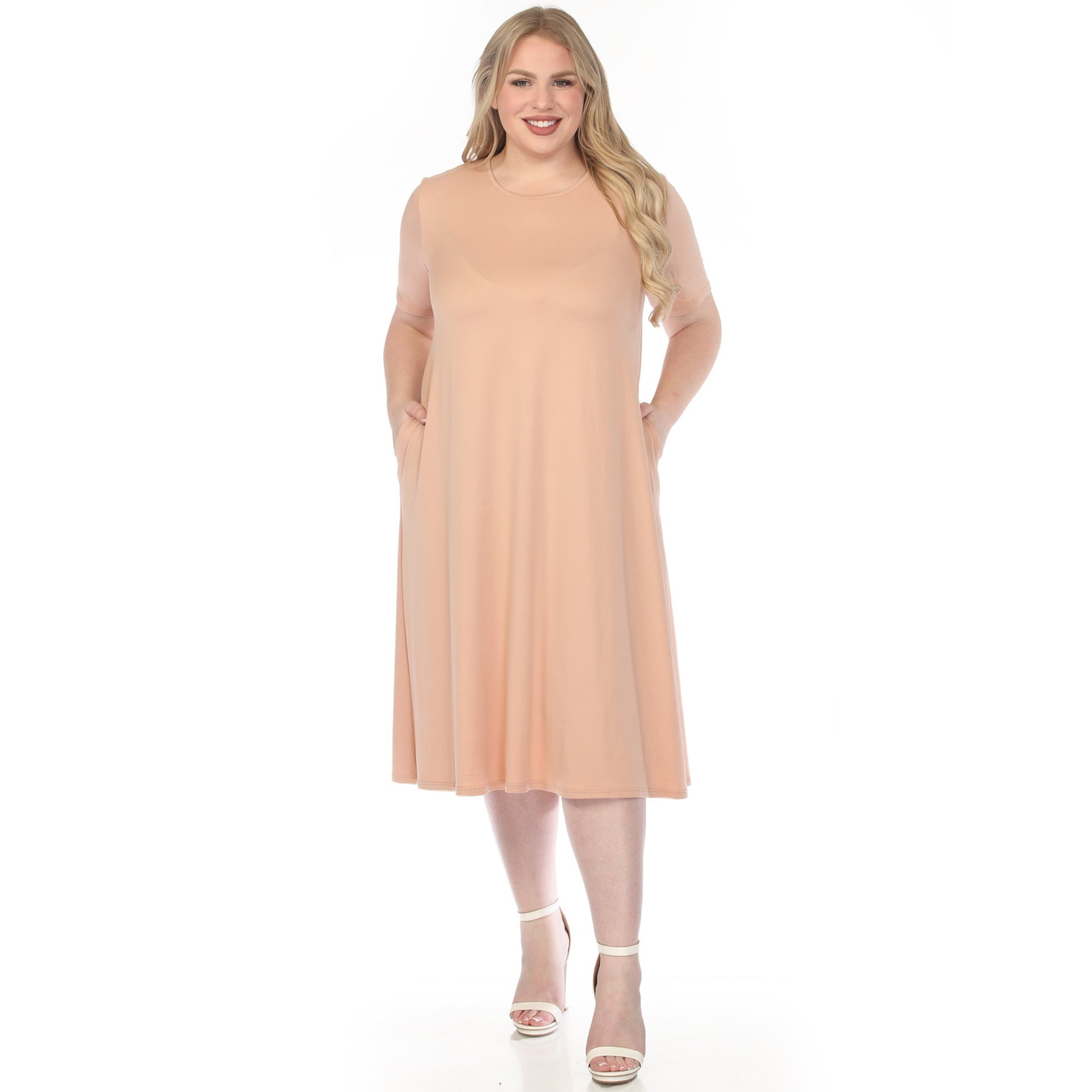White Mark Women's Crew Neck T-Shirt Dress Rose Gold / S White Mark Women's Crew Neck T-Shirt Dress Rose Gold / S