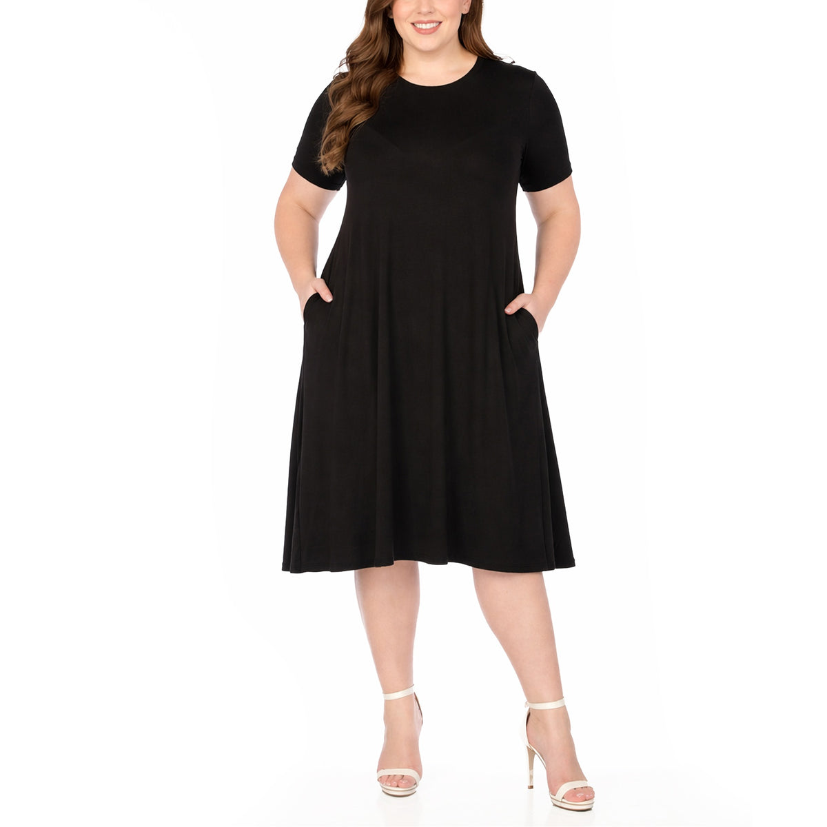 White Mark Women's Tee Swing Midi Dress