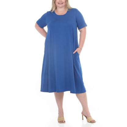 White Mark Women's Tee Swing Midi Dress