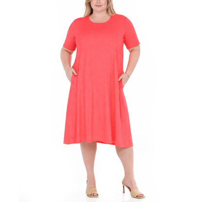White Mark Women's Tee Swing Midi Dress