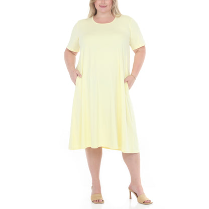 White Mark Women's Tee Swing Midi Dress