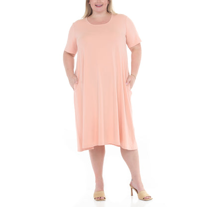 White Mark Women's Tee Swing Midi Dress