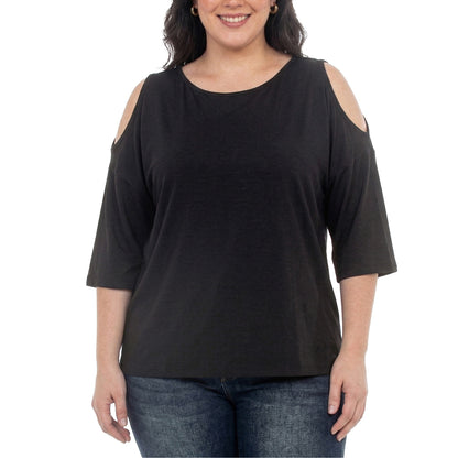 White Mark Women’s Casual Cold Shoulder Pullover Top