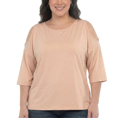 White Mark Women’s Casual Cold Shoulder Pullover Top