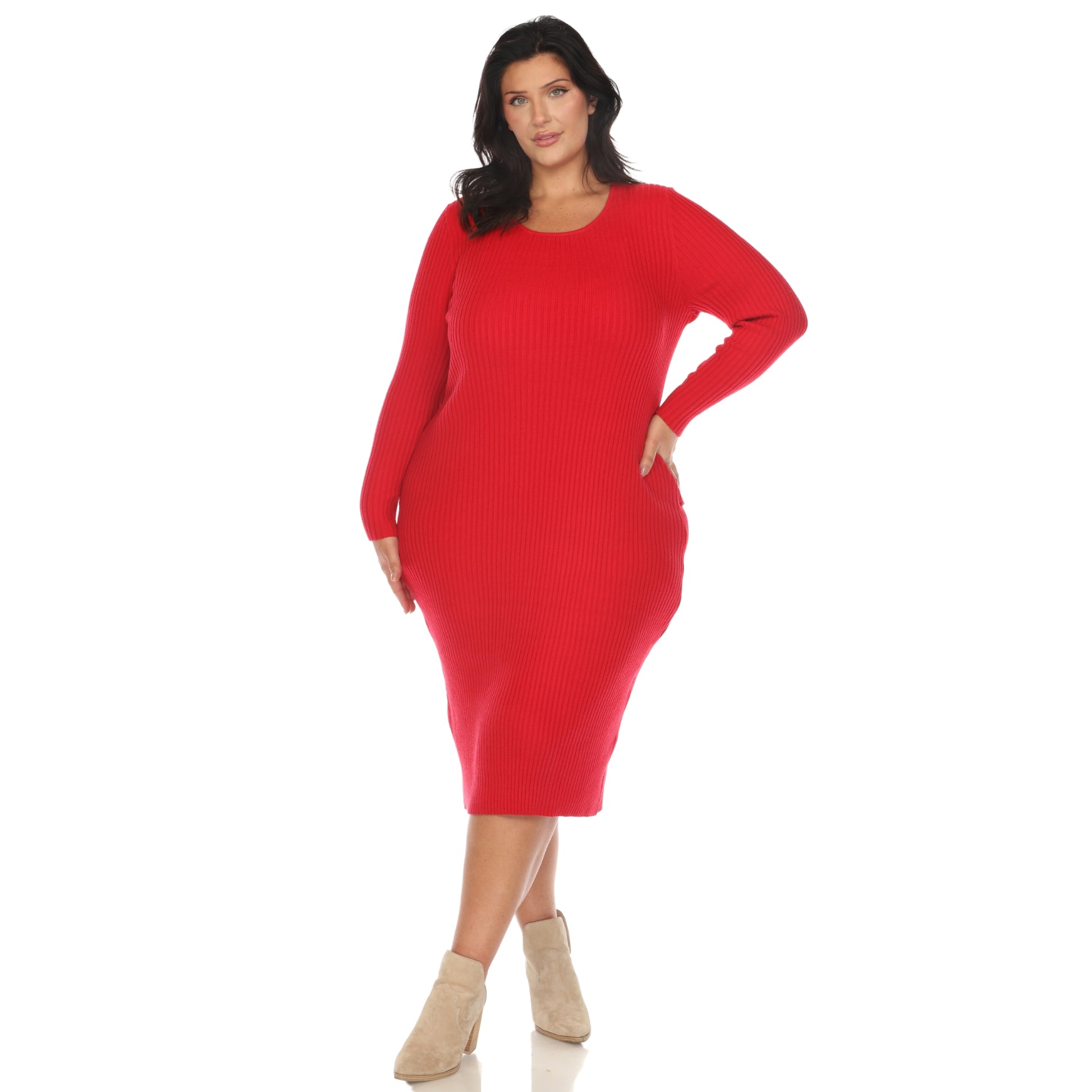 ribbed bodycon midi sweater dress Lovestitch Black Ribbed Knit Crew Neck Sweater Dress - Size S