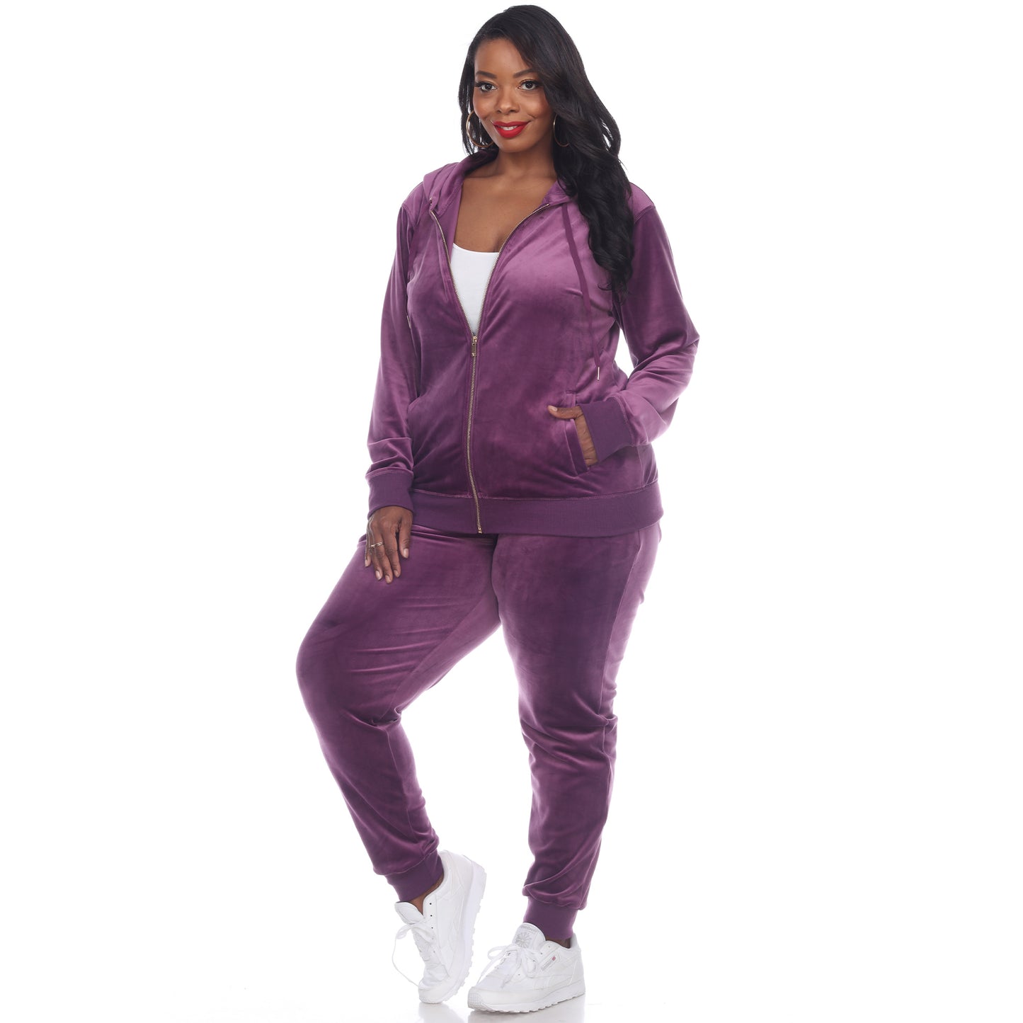 White Mark Women's 2-Piece Velour Fashion Tracksuit Set