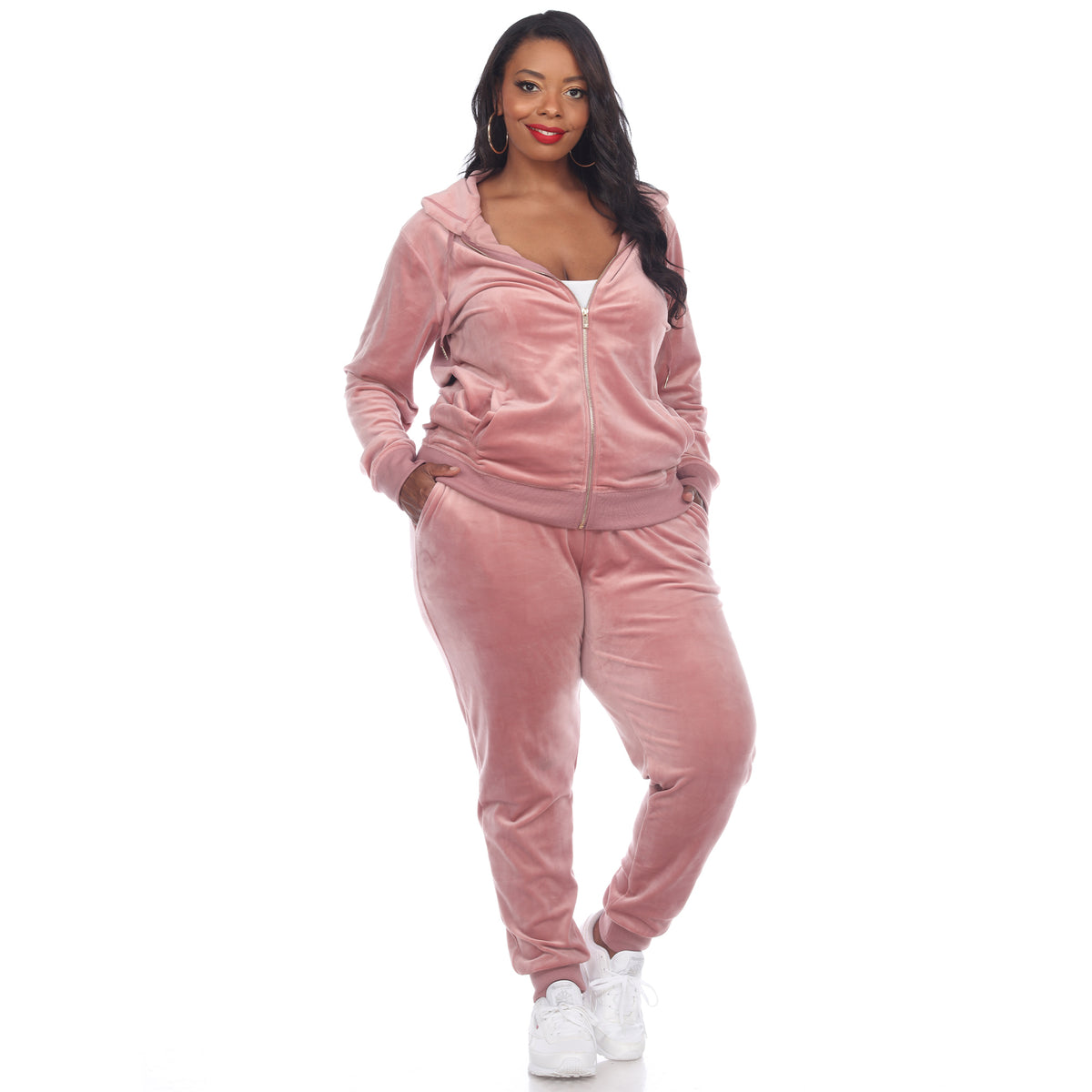 White Mark Women's 2-Piece Velour Fashion Tracksuit Set