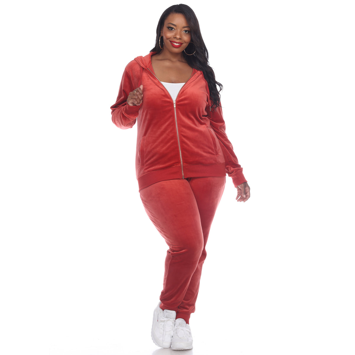 White Mark Women's 2-Piece Velour Fashion Tracksuit Set