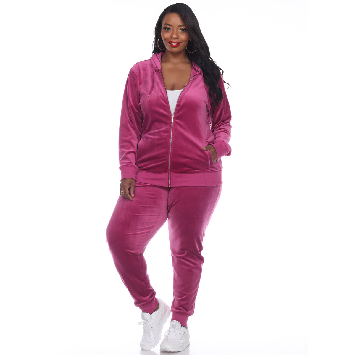 White Mark Women's 2-Piece Velour Fashion Tracksuit Set