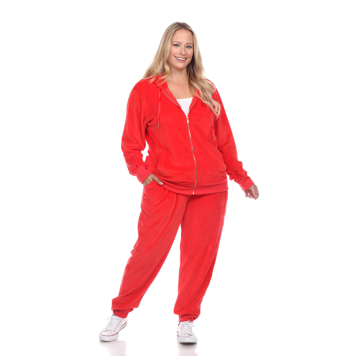 White Mark Women's 2-Piece Velour Fashion Tracksuit Set
