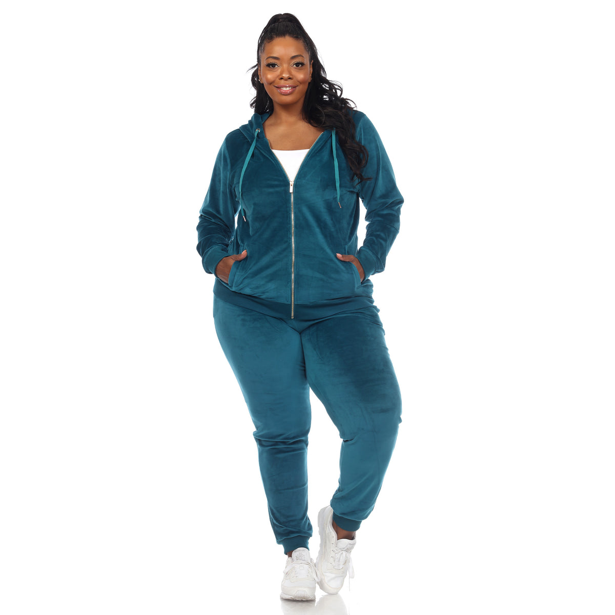 White Mark Women's 2-Piece Velour Fashion Tracksuit Set