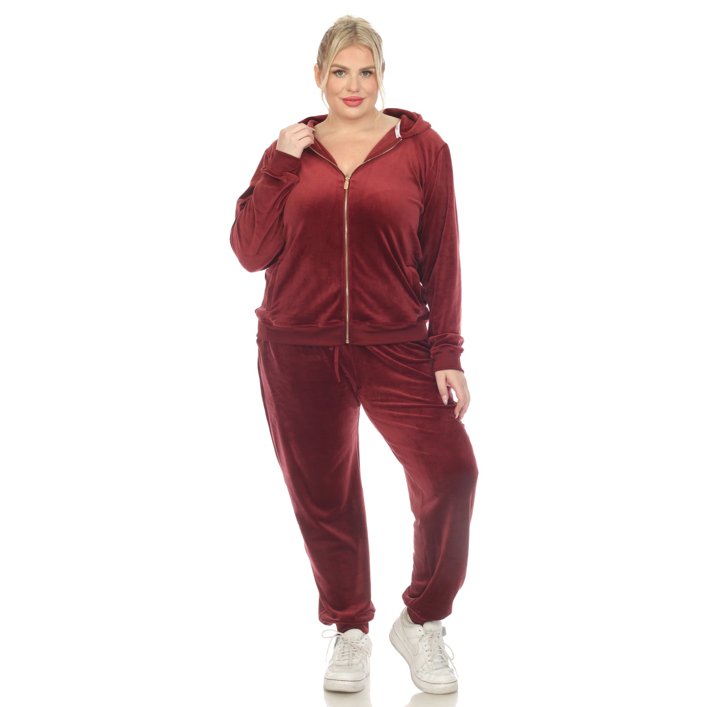 White Mark Women's 2-Piece Velour Fashion Tracksuit Set
