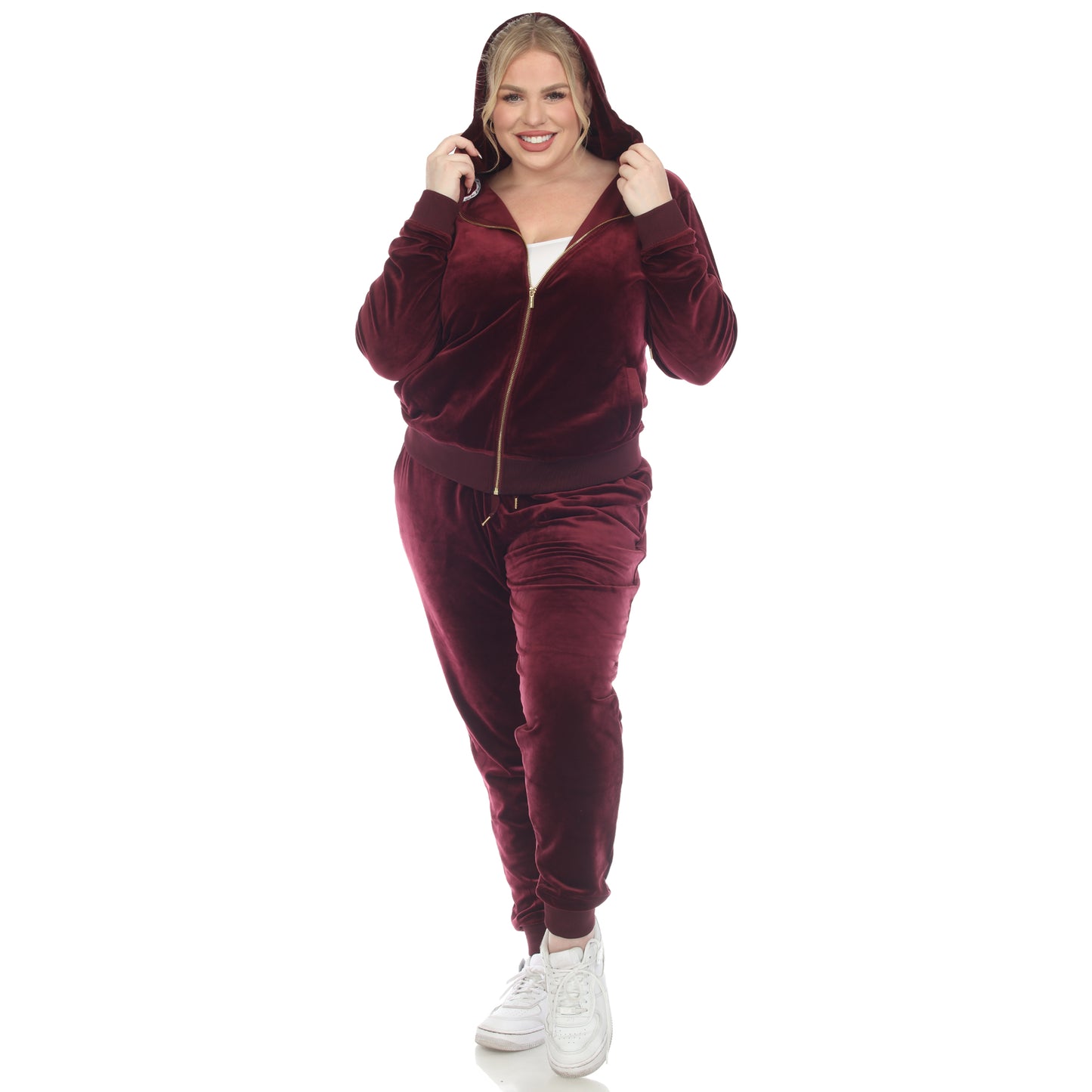 White Mark Women's 2-Piece Velour Fashion Tracksuit Set