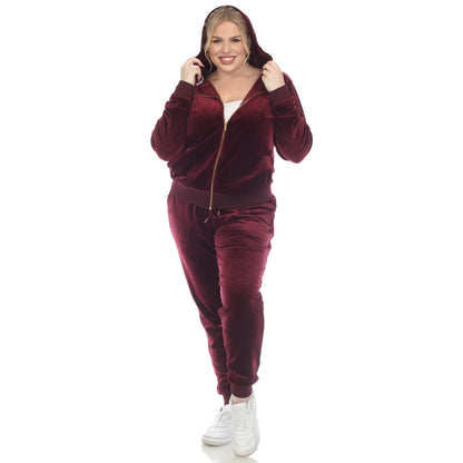 White Mark Women's 2-Piece Velour Fashion Tracksuit Set