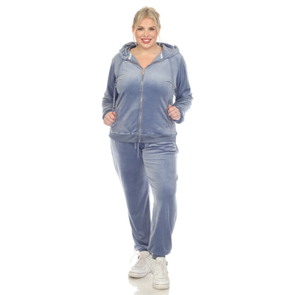 White Mark Women's 2-Piece Velour Fashion Tracksuit Set