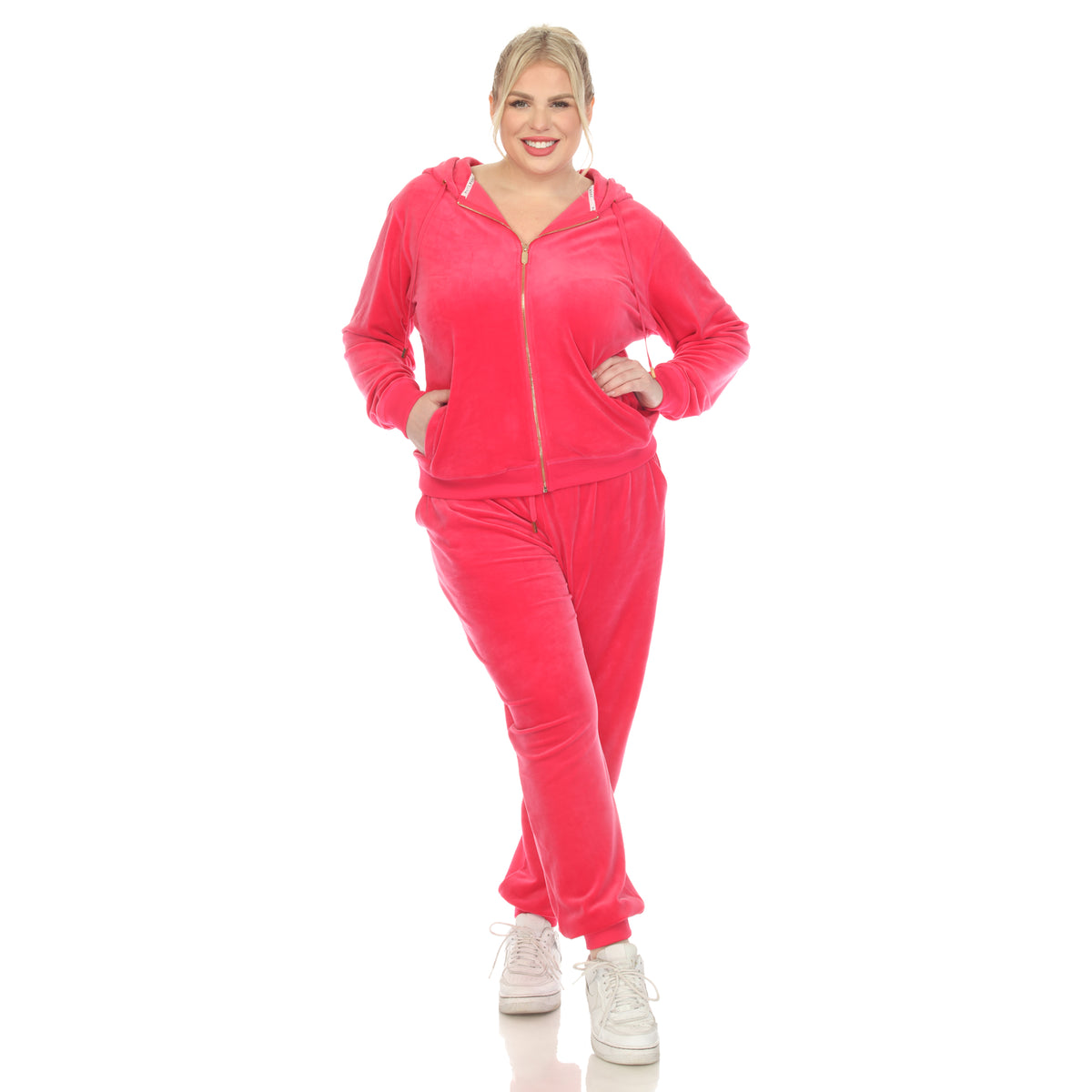 White Mark Women's 2-Piece Velour Fashion Tracksuit Set