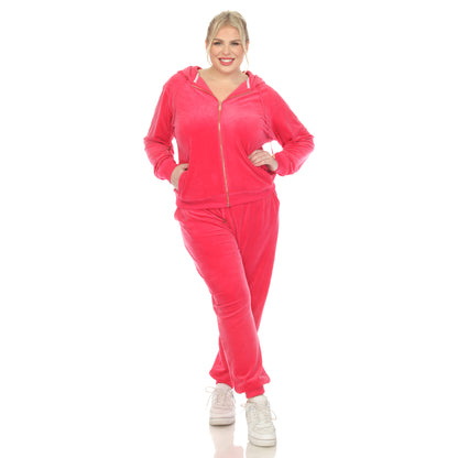 White Mark Women's 2-Piece Velour Fashion Tracksuit Set