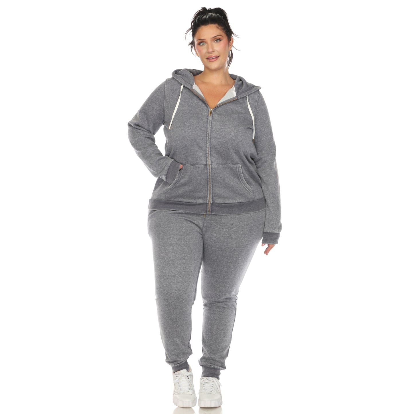 White Mark Women's 2-Piece Burnout Jogger Set