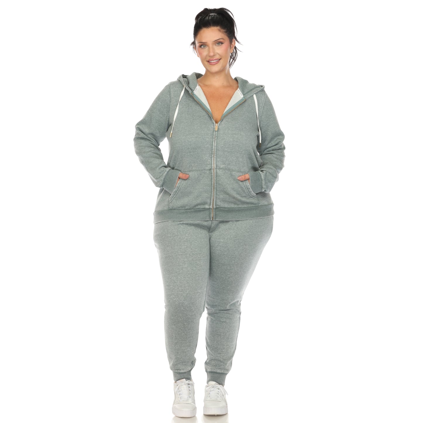 White Mark Women's 2-Piece Burnout Jogger Set