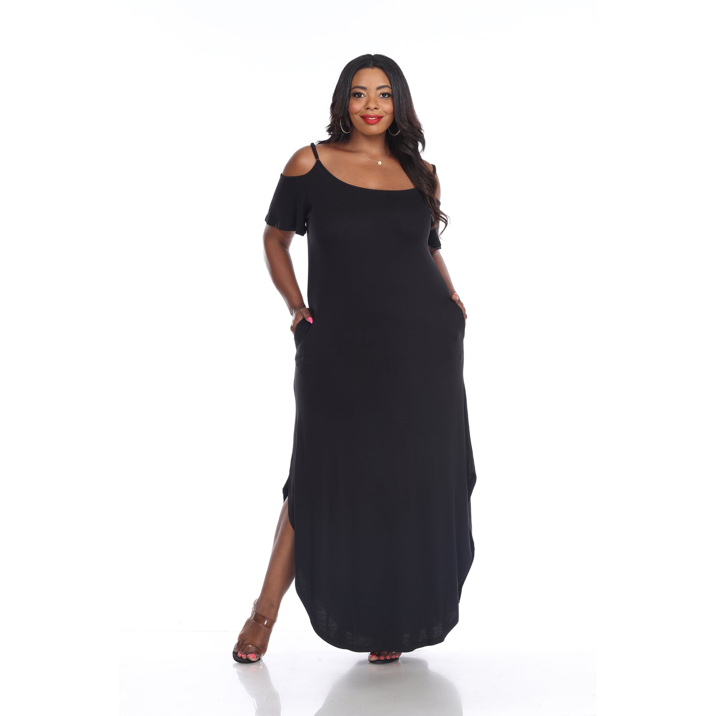 White Mark Women's Cold Shoulder Maxi Sundress