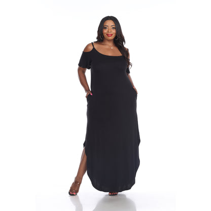 White Mark Women's Cold Shoulder Maxi Sundress