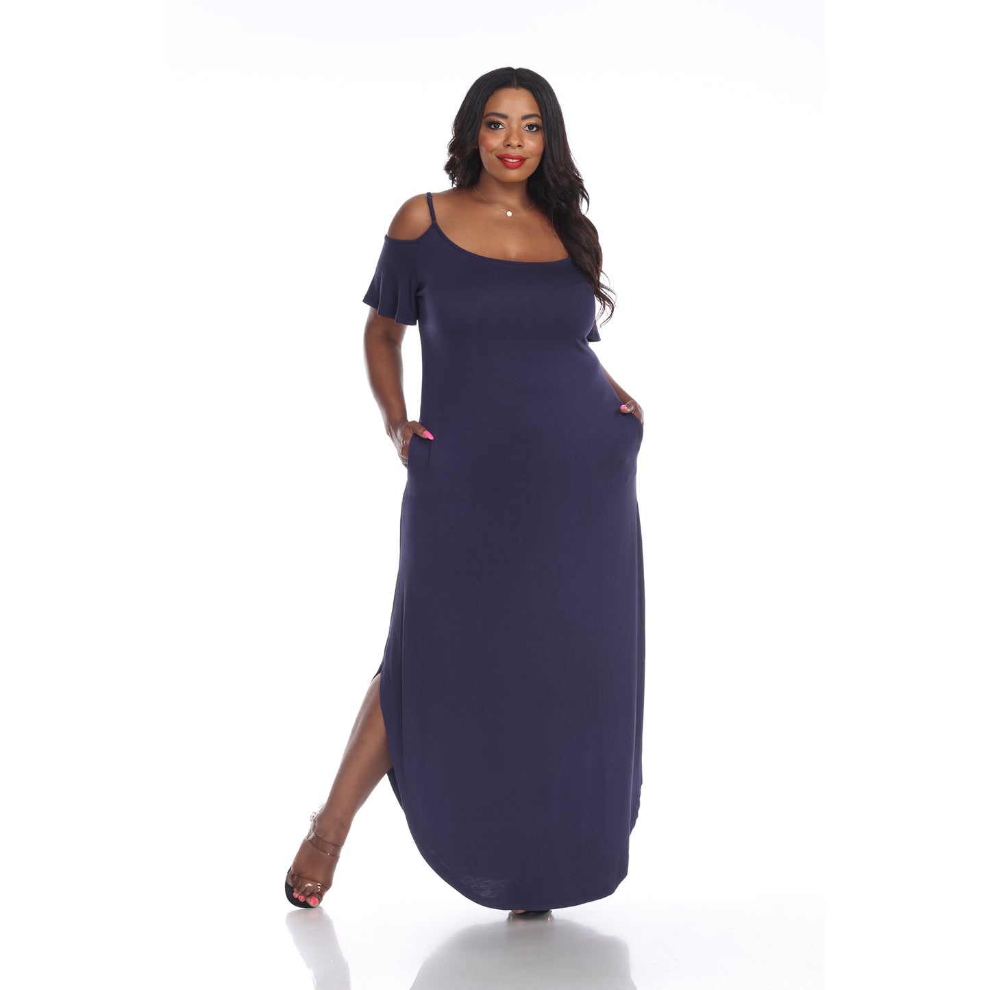 White Mark Women's Cold Shoulder Maxi Sundress