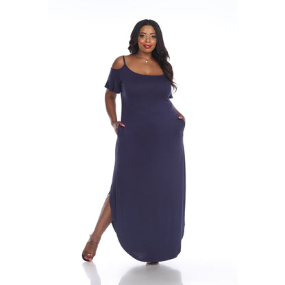 White Mark Women's Cold Shoulder Maxi Sundress