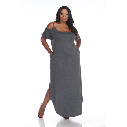 White Mark Women's Cold Shoulder Maxi Sundress