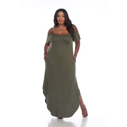 White Mark Women's Cold Shoulder Maxi Sundress