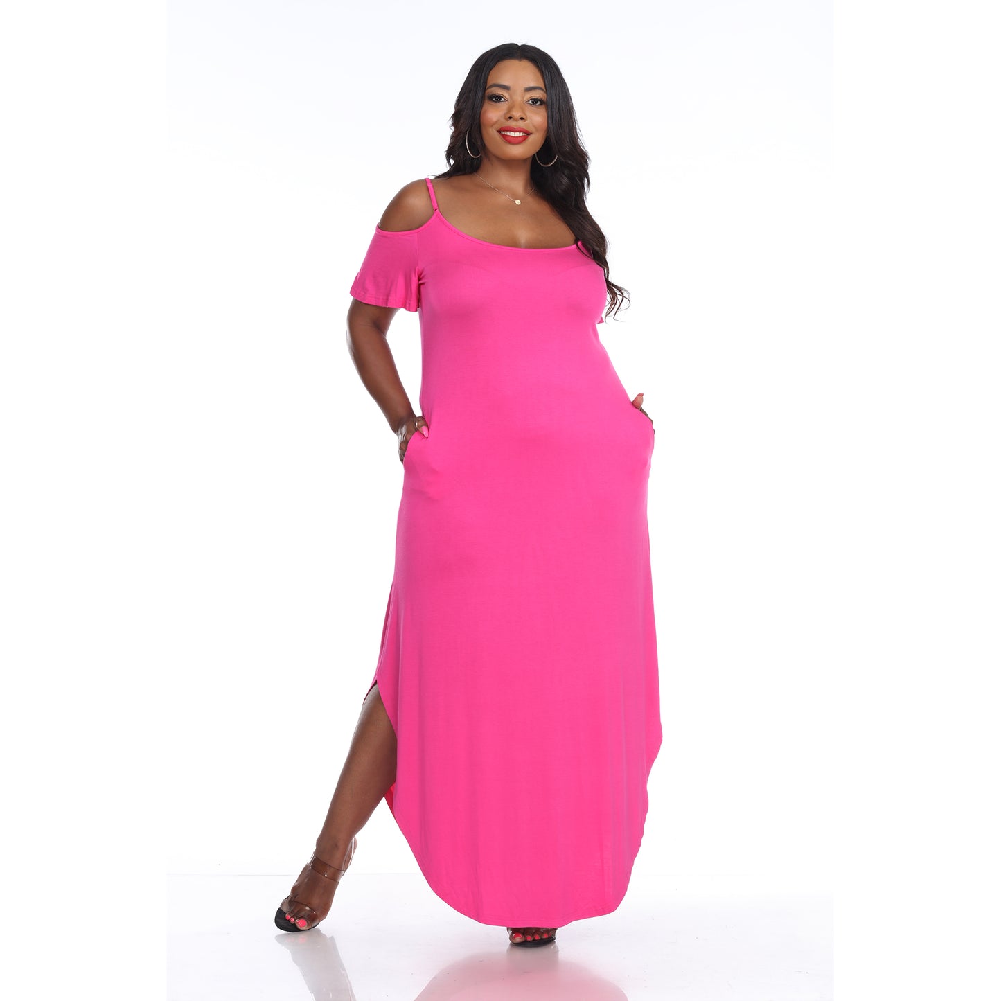 White Mark Women's Cold Shoulder Maxi Sundress