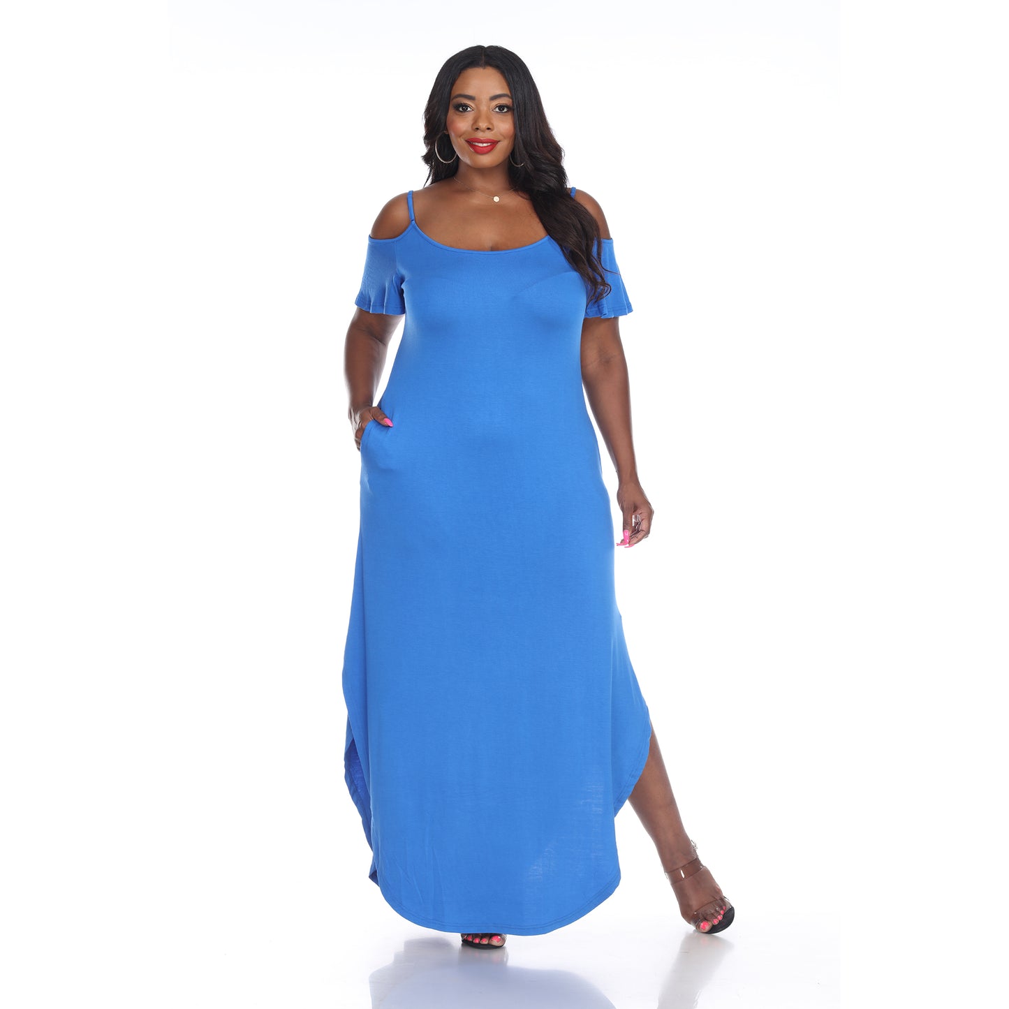 White Mark Women's Cold Shoulder Maxi Sundress