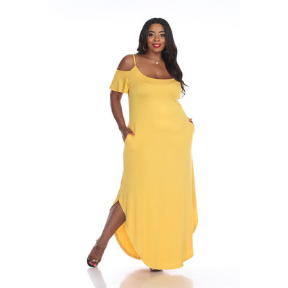 White Mark Women's Cold Shoulder Maxi Sundress
