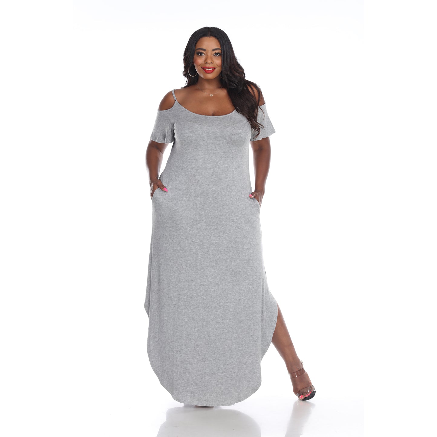 White Mark Women's Cold Shoulder Maxi Sundress