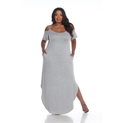 White Mark Women's Cold Shoulder Maxi Sundress