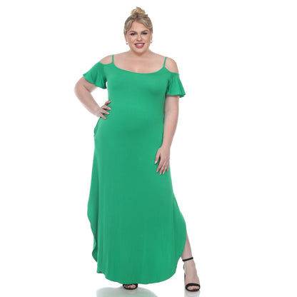 White Mark Women's Cold Shoulder Maxi Sundress