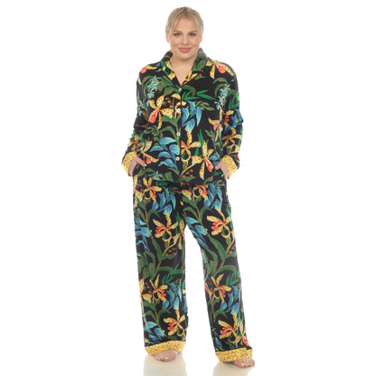 White Mark Women's 2-Piece Wildflower Print Pajama Set