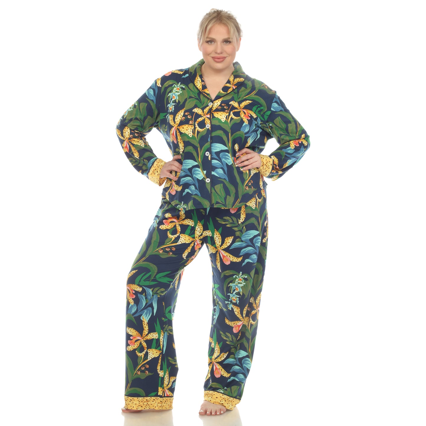 White Mark Women's 2-Piece Wildflower Print Pajama Set