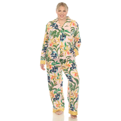 White Mark Women's 2-Piece Wildflower Print Pajama Set
