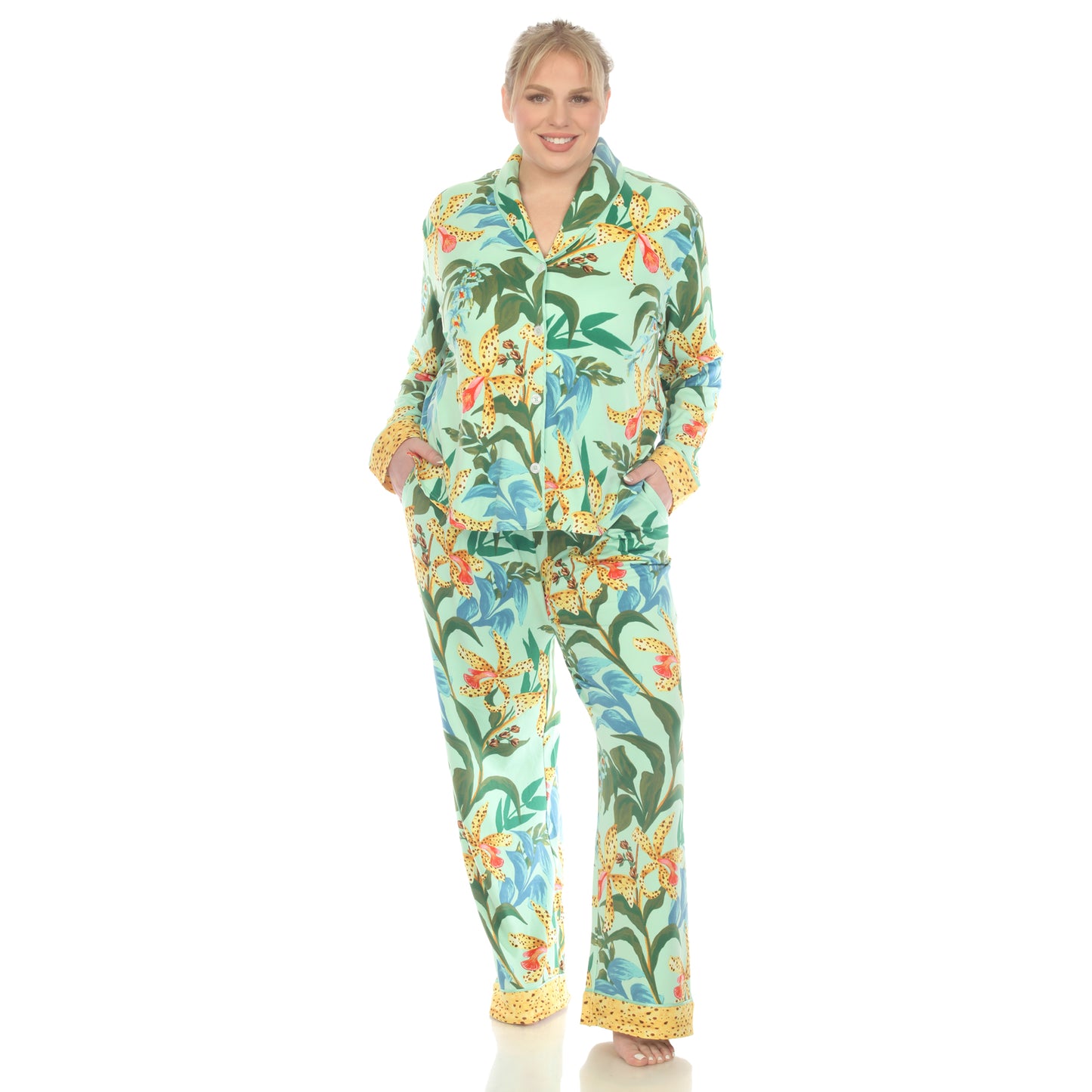 White Mark Women's 2-Piece Wildflower Print Pajama Set
