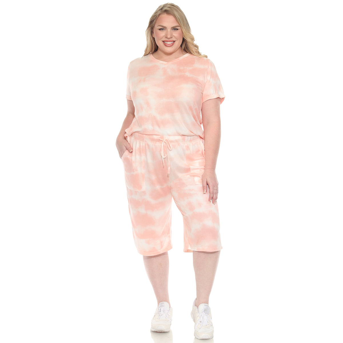 White Mark Women's 2-Piece Soft Capri Pajama Lounge Set