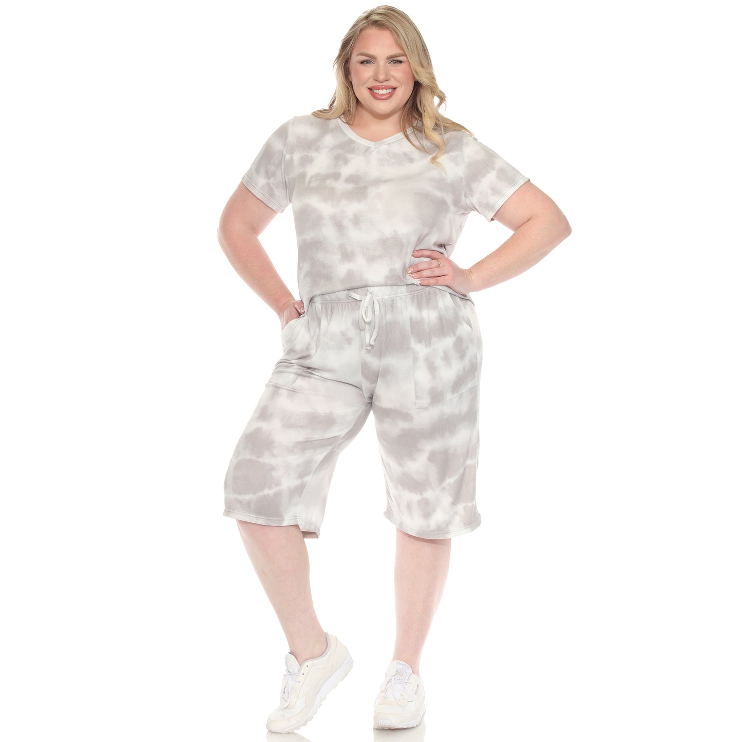 White Mark Women's 2-Piece Soft Capri Pajama Lounge Set