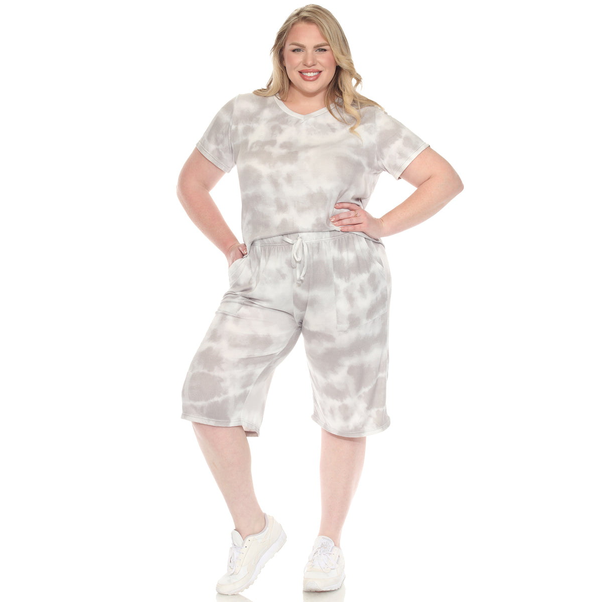White Mark Women's 2-Piece Soft Capri Pajama Lounge Set