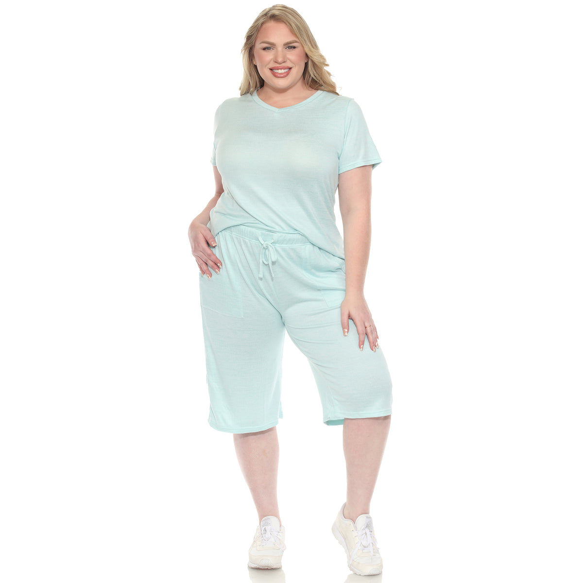 White Mark Women's 2-Piece Soft Capri Pajama Lounge Set