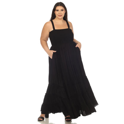 White Mark Women's Smocked Ruffle Maxi Dress